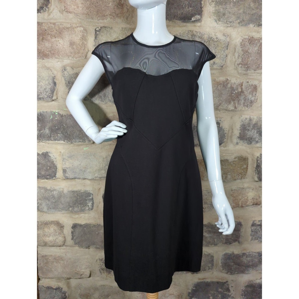 Kardashians BEBE NEW Dress‎ Mesh Top Sheath Black LBD Woman's Size Large